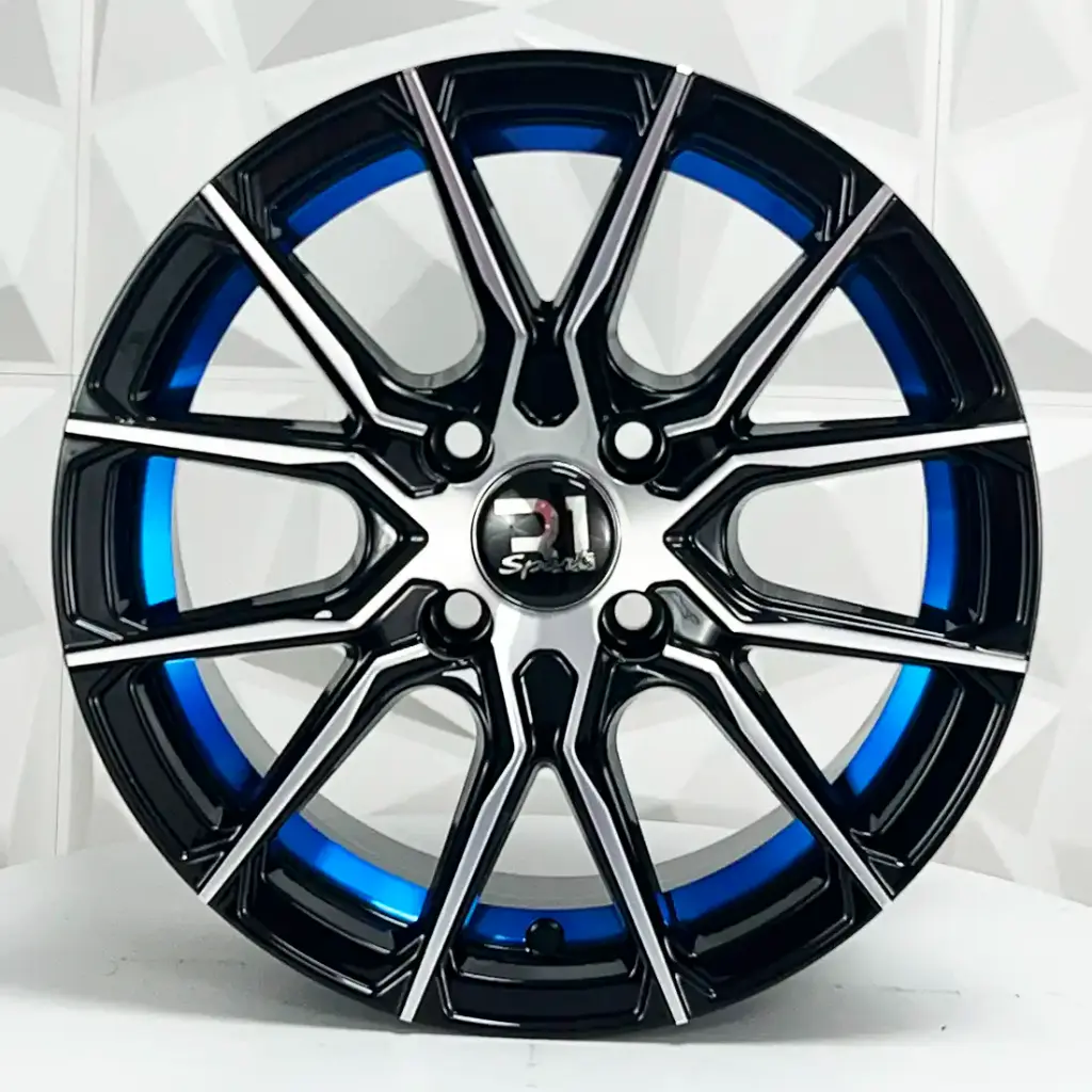 RIN 14X6.5 4-100 R1 SPORT JA129 BLACK MACHINE FACE BLUE LINE ET25 CB73.1