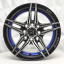 RIN 13X5.5 4-100/114.3 R1 SPORT L2071 BLACK MACHINE FACE BLUE UNDERCUT* ET18 CB73.1