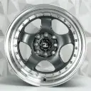 RIN 15X7 5-100 R1 SPORT 1064 GUNMETAL MACHINE LIP CHROME RIVETS ET30 CB73.1